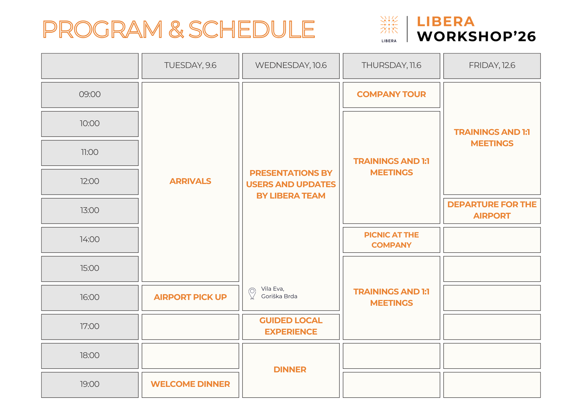 SCHEDULE OF THE WORKSHOP